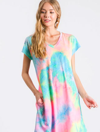 NICOLE TIE DYE POCKET  DRESS